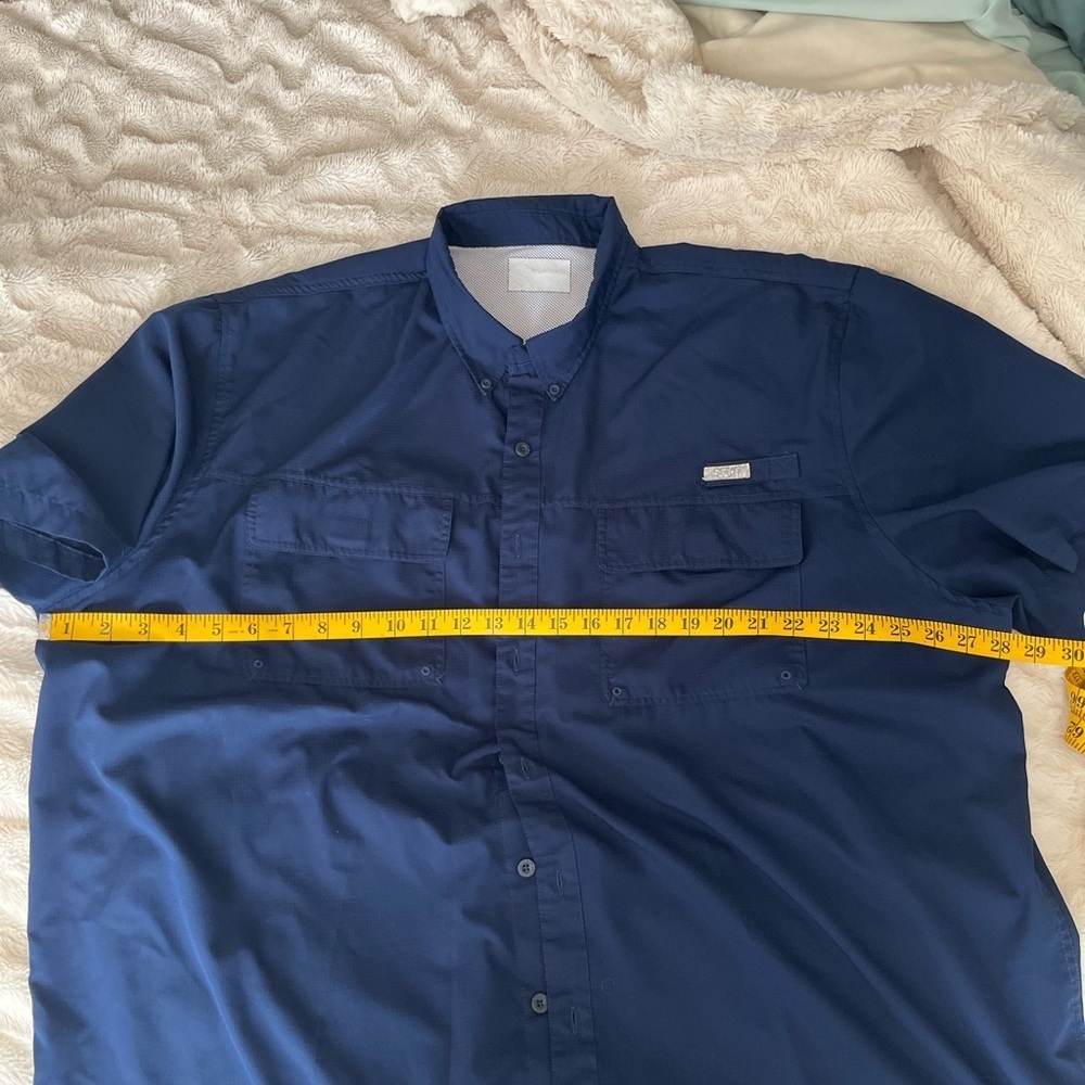 Men's Navy Casual Button Down Fishing Shirt XXL - Picture 5 of 6